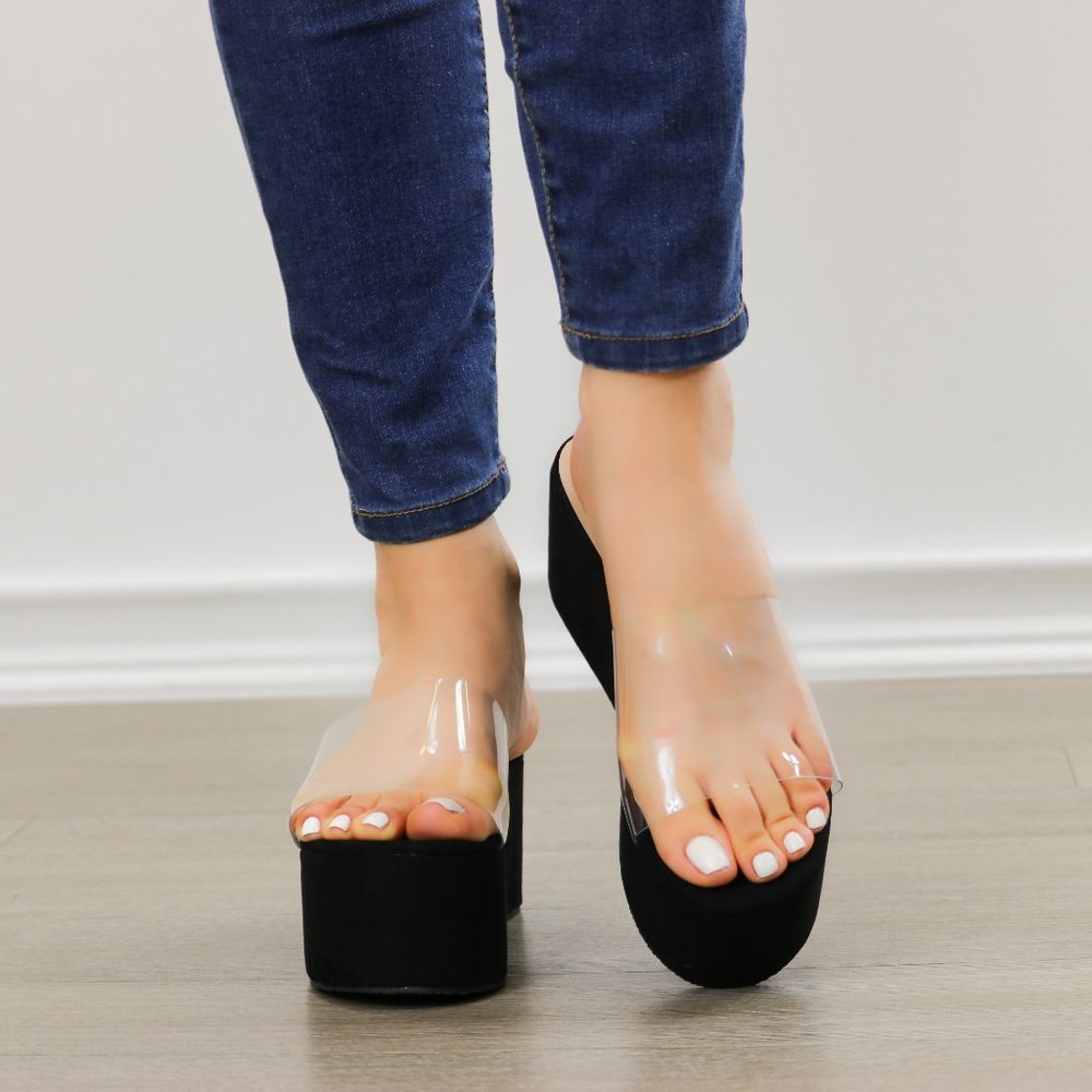 Clear Toe Band Open Toe Slip-on Platform Sandal - Picture 8 of 12